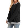 Women's Long Sleeve Color Block Tunic Sweater Tops Lightweight Loose Fit Fall Casual Crewneck Shirts - 3 of 4