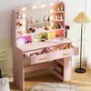 COMHOMA Vanity Desk with Mirror and LED Lights, Hairdryer Holder, 5 Drawers, Bedroom Dresser Table for Girls - 2 of 4