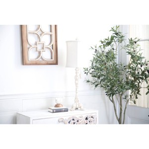 Polystone Buffet Lamp with Drum Shade White - Olivia & May - 1 of 4