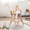 Infans 6 In 1 Convertible Wooden Highchair for Babies and Toddlers, Removable Double Tray & Reversible Footrest, Safety Harness, Pink - 3 of 4