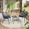 3 Piece Patio Bistro Set, Outdoor Acapulco Chairs Set of 2 with Glass Top Table, All Weather Modern Patio Chairs with Cushions for Deck, Backyard - 3 of 4