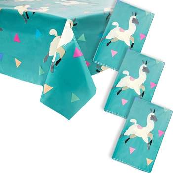 Sparkle and Bash 3-Pack Llama Disposable Tablecloth Plastic Table Cover Party Supplies