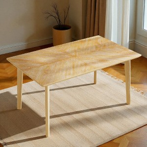 Mshliw Rectangular Dining Table with Ash Wood Veneer Top, Rubberwood Legs, Dining Table, Sofa Table, Seats 4–6, Scratch-Resistant (only table) - 1 of 4