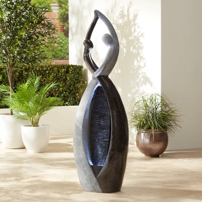 Dancing Couple Black and Gray Resin Outdoor Floor Water Fountain with LED Light