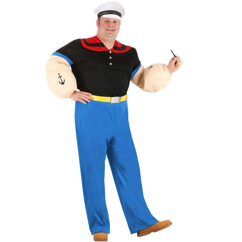 HalloweenCostumes.com Plus Size Deluxe Popeye Men's Costume, 1 of 6