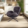 ACEPANO 360 Degree Chenille Upholstered Swivel Accent Armchair With Black Metal Base-Dark Gray - 3 of 4
