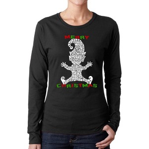 LA Pop Art Christmas Elf - Women's Word Art Long Sleeve T-Shirt - 1 of 4