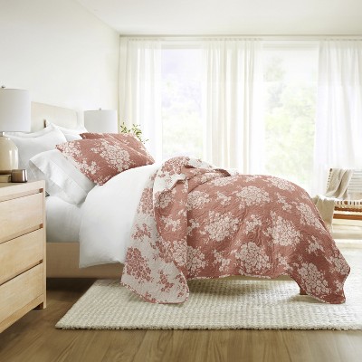 Becky Cameron Ultra-Soft Microfiber Quilt Set – Bedding in Distressed Bouquet Design by Becky Cameron, Distressed Bouquet Terracotta, King/California King — фото 2