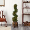 Nearly Natural 4.5-ft Spiral Cypress Artificial Tree in Decorative Planter with 80 Clear LED Lights UV Resistant (Indoor/Outdoor) - 4 of 4