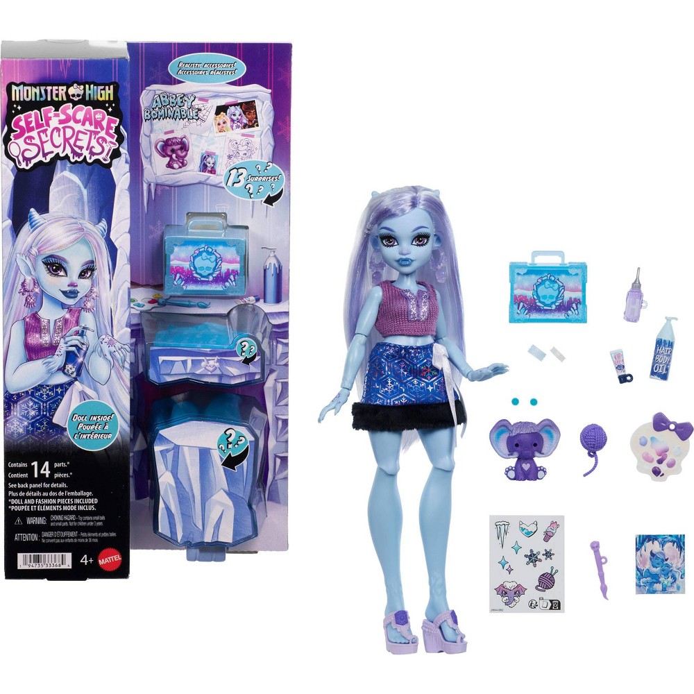 Monster High Self-Scare Secrets Abbey Bominable Fashion Doll with 13 Realistic Accessories