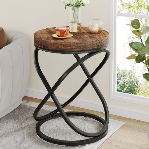 Hommoo Round End Table 26 Tall Sofa Side Table Rustic Black Target