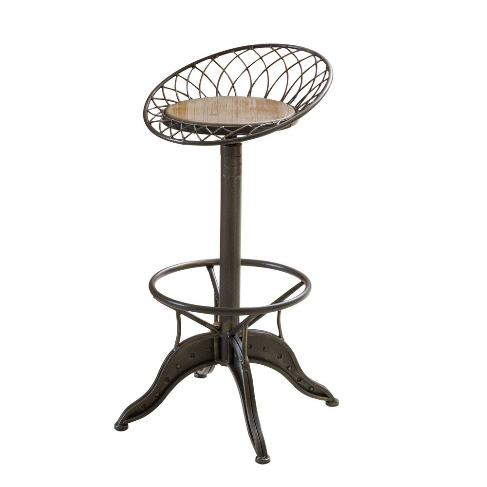 Photos - Chair 32" Grayson Adjustable Weathered Barstool Brass - Christopher Knight Home: