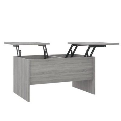 vidaXL Modern Coffee Table with Adjustable Tabletop & Hidden Storage Compartments - Engineered Wood - Gray Sonoma - 31.5"x19.7"x16.7"