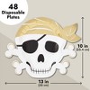 Blue Panda 48 Pack Gold Foil Pirate Plates for Pirate Birthday Party Supplies, Tableware, Skull Design, 13 x 10 In - 3 of 4