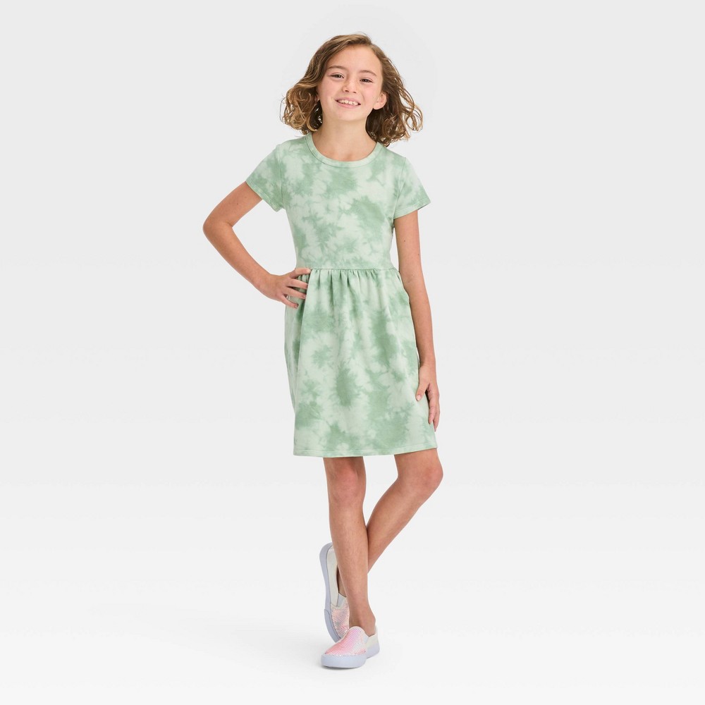 Assorted Sizes XS-XL Girls' Short Sleeve French Terry Tie-Dye Dress - Cat & Jack™ XS ( case of 10)