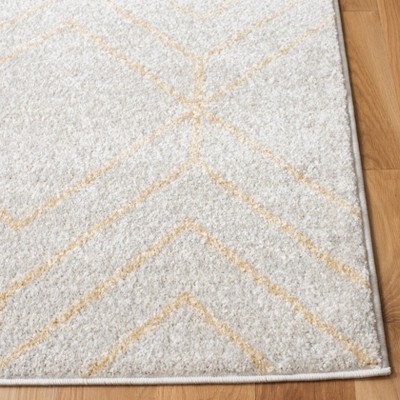 Ivory and Gold Geometric Runner Rug, 2'6" x 8'