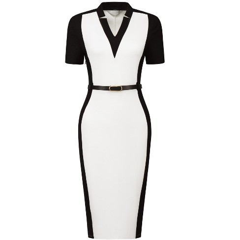 Black White Color Contrast Bodycon Cocktail Dress w/ Necklace  Black and  white cocktail dresses, Bodycon cocktail dress, Cocktail dress outfit