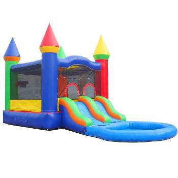 Pogo Bounce House Crossover Bounce House with Water Slide, Dual Slide with Splash Pool