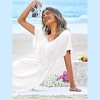 Ekouaer Womens Swimsuit Coverup Short Sleeve Beach Cover Up Dress V Neck Bikini Beachwear - 4 of 4