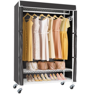 VIPEK R1C Rolling Clothes Rack with Cover Portable Freestanding Garment Rack, Black Rack with Cover