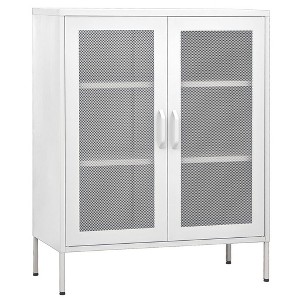 vidaXL Storage Cabinet White Steel 31.5x13.8x40.0 in - 1 of 4