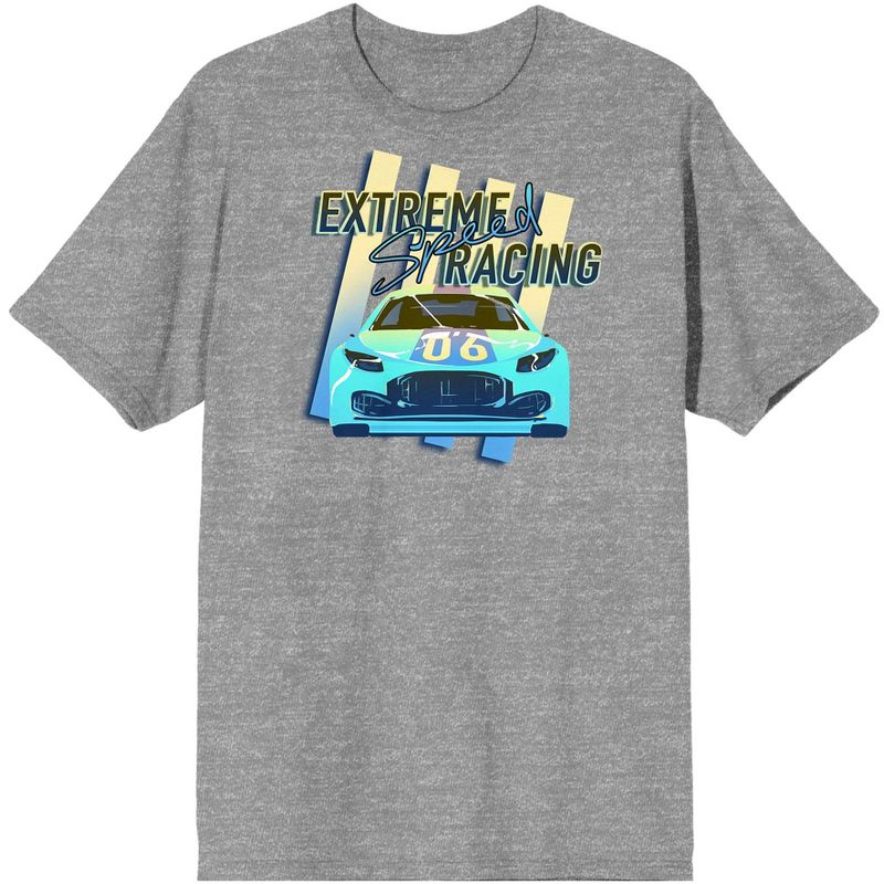Car Fanatic Blue 06 Race Car Extreme Speed Racing Men's Heather Gray Graphic Tee, 1 of 4