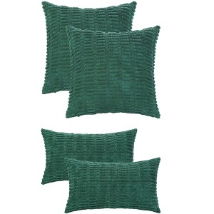 Unique Bargains Decorative Corduroy Solid Modern Throw Pillow Covers Set 4 Pcs - 1 of 4