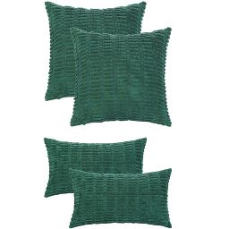 Unique Bargains Decorative Corduroy Solid Modern Throw Pillow Covers Set 4 Pcs