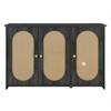 3-Door Sideboard Buffet Cabinet With Artificial Rattan Doors,Sideboard Storage Cabinet And Metal Handles For Entryway Living Room Dining Room - 3 of 4