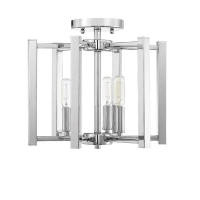 Benson Matte Black 3-Light Industrial Semi-Flush Mount