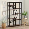 Lirago Freestanding Bookcase - 9-Tier Open Shelf Etagere with Metal Frame & Woodgrain Shelves Rustic Brown & Black - 3 of 4