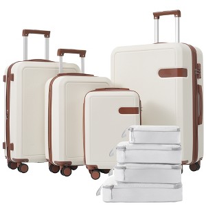 4 PCS Expanable Luggage Set with Compression Packing Cubes, Suitcase with TSA Lock and 360° Spinner Wheels, 16"+20"+24"+28" - ModernLuxe - 1 of 4