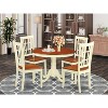 HomeStock 5-Piece Round Buttermilk and Cherry Finish Solid Wood Top Dining table with 4 Chairs - 2 of 4