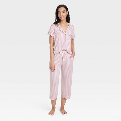 Women's Beautifully Soft Short Sleeve Notch Collar Top And Pants Pajama Set  - Stars Above™ Heathered Gray Xl : Target
