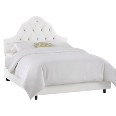 Toulouse Velvet Bed - White - Queen - Skyline Furniture