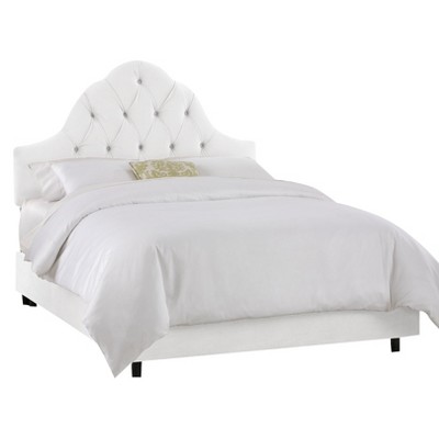 Toulouse Velvet Bed - White - Full - Skyline Furniture