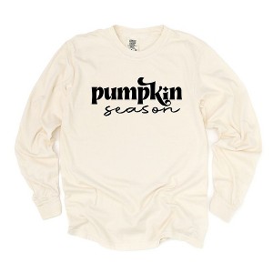 Simply Sage Market Women's Pumpkin Season Cursive Long Sleeve Garment Dyed Tee - 1 of 4