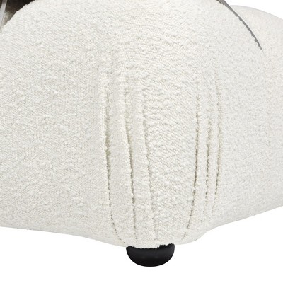 Ivory White Bouclé Modular Lounge Chair with Padded Arm