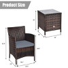 Tangkula 3-Piece Patio Wicker Rattan Furniture Set Conversation Sofa Set  W/Coffee Table Grey - 2 of 4