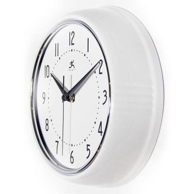 9.5" Retro Metal Wall Clock White - Infinity Instruments