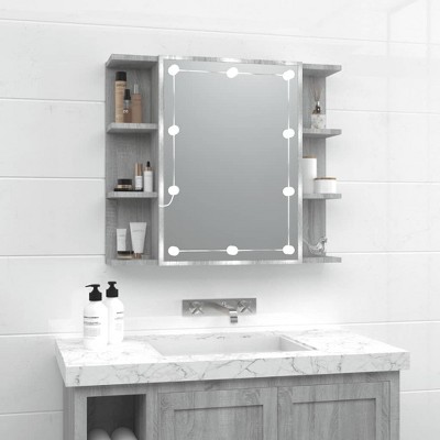 vidaXL Mirror Cabinet Grey Sonoma Engineered wood, Acrylic