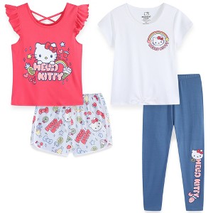 Hello Kitty Sanrio Girls Mix and Match 4 Piece Outfit Set with 2 Tops, Leggings and Shorts for Big Kids - 1 of 4