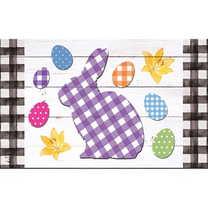 Briarwood Lane Easter Doormat 30x18 Indoor Outdoor Checkered Spring Bunny For Easter Doormat - 1 of 4