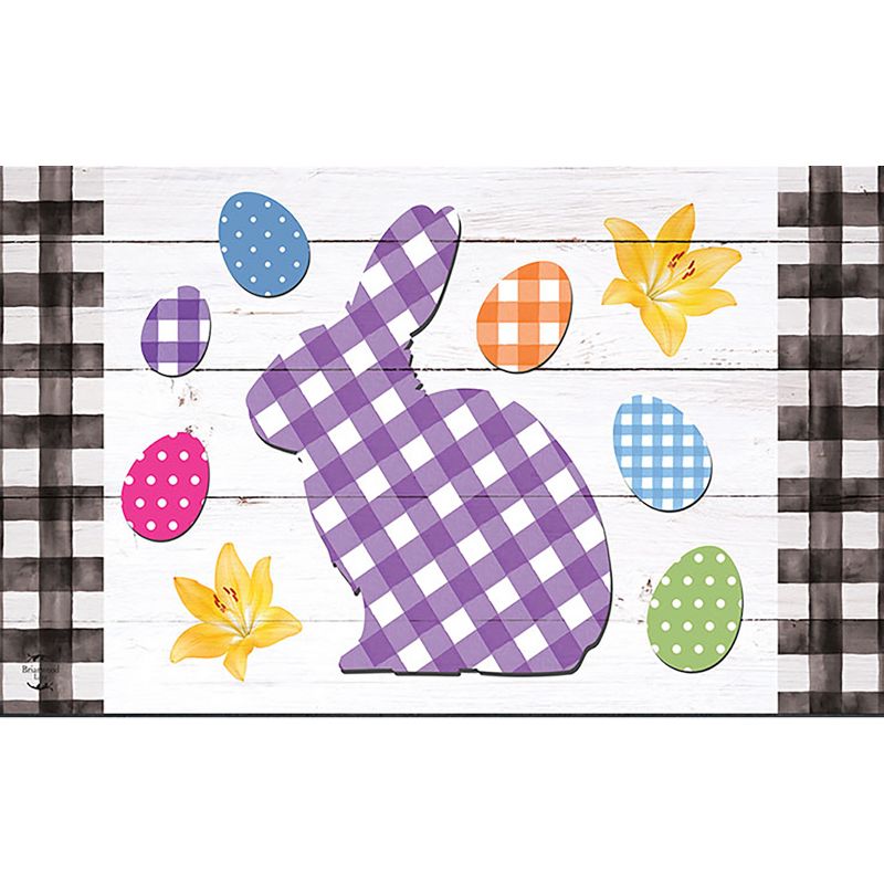 Checkered Spring Bunny Easter Doormat 30" x 18" Indoor Outdoor Briarwood Lane, 1 of 5
