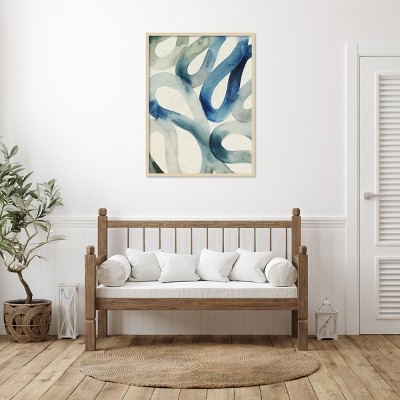 Water and Sand II Blue and Gray Abstract Framed Wall Art