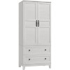 Armoire Wardrobe Closet with 2 Drawers,72" Wooden Wardrobe Cabinet with Hanging Rod, Tall Clothing Armoire Cabinet - 4 of 4