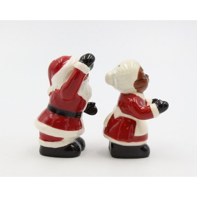 Hand-Painted Ceramic Santa Couple Salt and Pepper Shakers