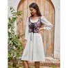 KOJOOIN Women's Floral Corset Tops Vintage Renaissance Lace Up Drawstring Crop Top Bustiter - 4 of 4