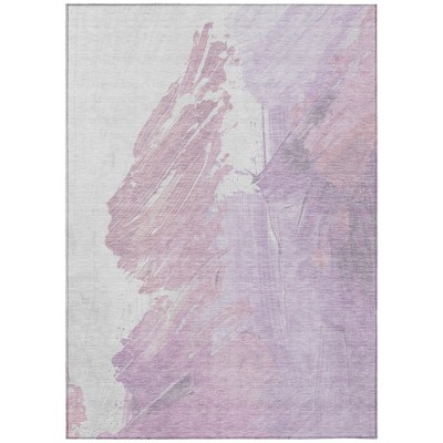 HomeRoots 9' X 12' Lavender Ivory And Mauve Abstract Washable Indoor Outdoor Area Rug