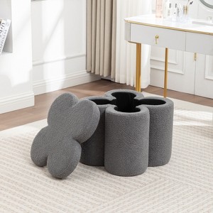 SEYNAR Modern Glam Teddy Velvet Flower Shape Storage Ottoman - 1 of 4
